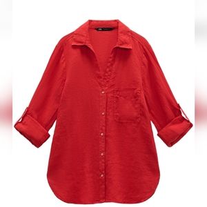 Zara 100% linen shirt size US M red